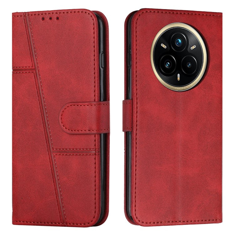 For Realme 14 Pro+ 5G Case Leather Stand Protective Phone Cover - Red
