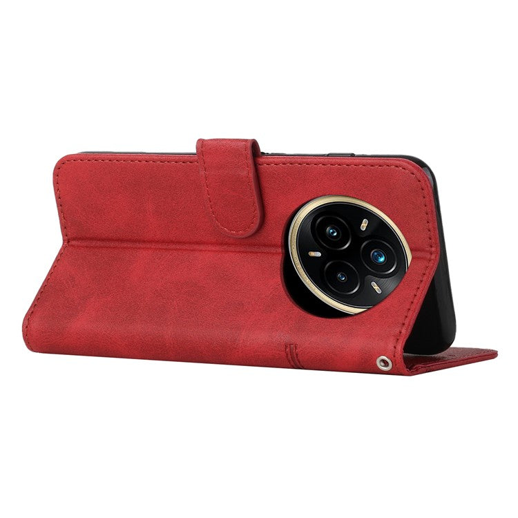 For Realme 14 Pro+ 5G Case Leather Stand Protective Phone Cover - Red