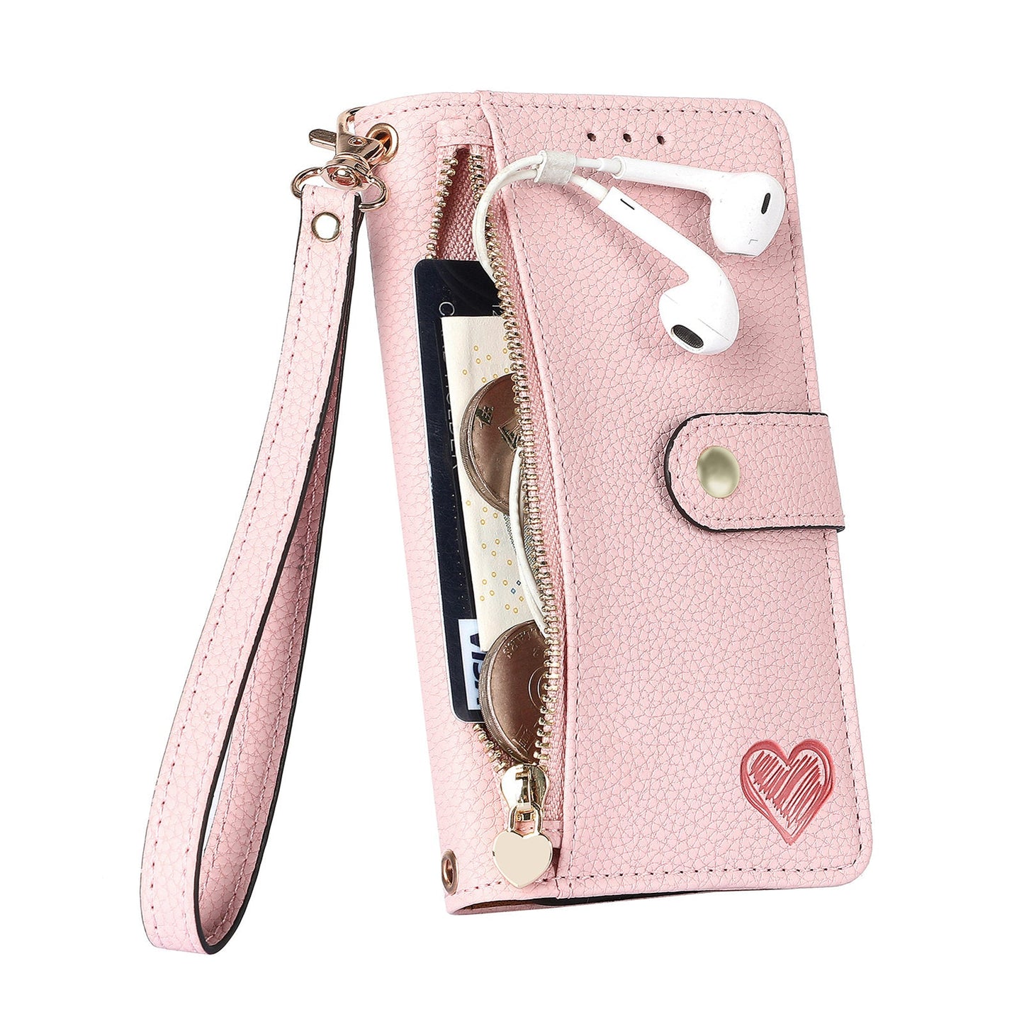 For Samsung Galaxy S25 Edge Case RFID Blocking Zipper Pocket Leather Wallet Phone Cover - Pink