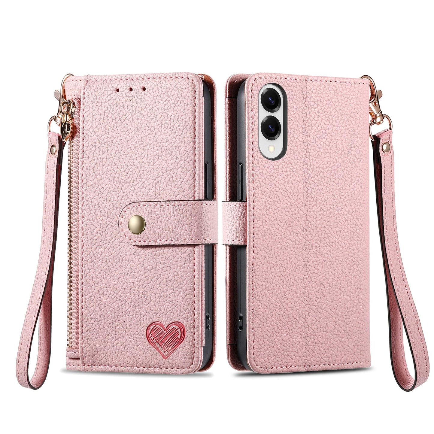 For Samsung Galaxy S25 Edge Case RFID Blocking Zipper Pocket Leather Wallet Phone Cover - Pink