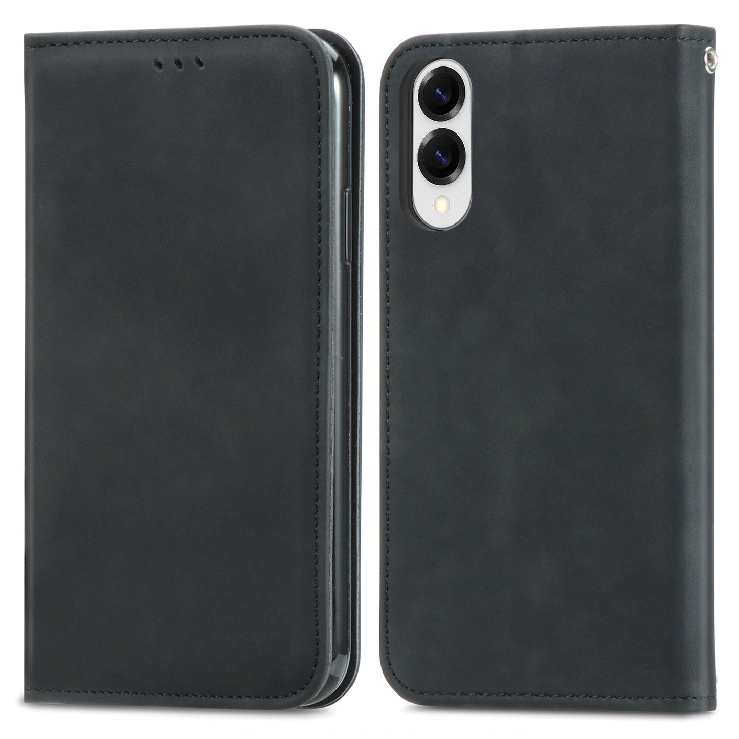 For Samsung Galaxy S25 Edge Leather Case with Card Holder Magnetic Absorption Phone Cover - Black