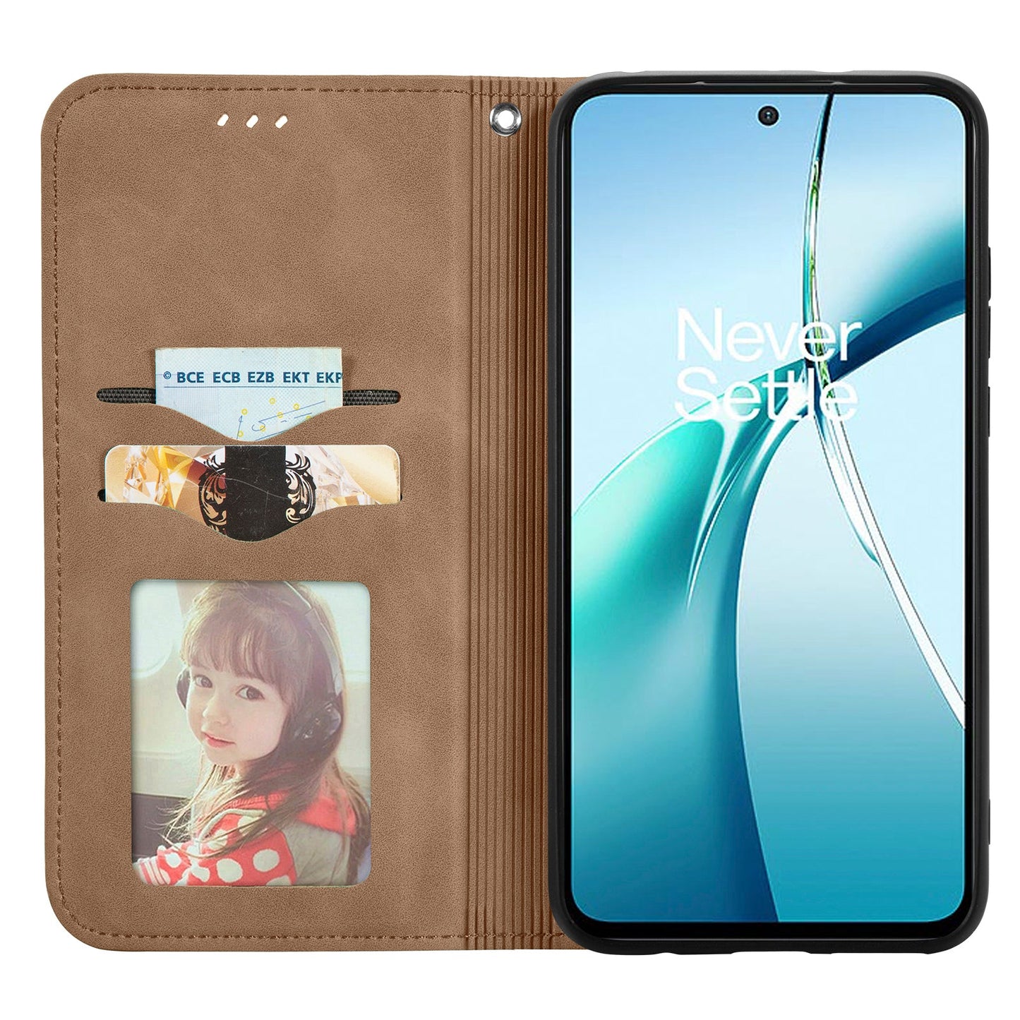 For Samsung Galaxy S25 Edge Leather Case with Card Holder Magnetic Absorption Phone Cover - Brown