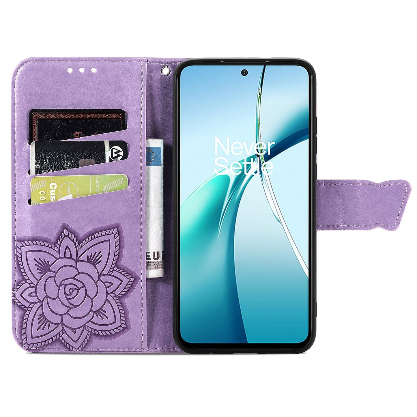 For Samsung Galaxy S25 Edge Case with Strap Butterfly Pattern PU Leather Wallet Phone Cover - Light Purple