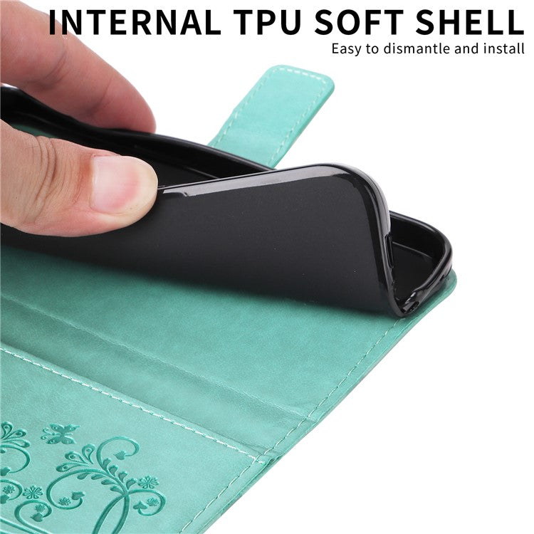 For vivo V50 5G Wallet Case Floral Butterfly Imprinted Leather Phone Cover Stand -  Green