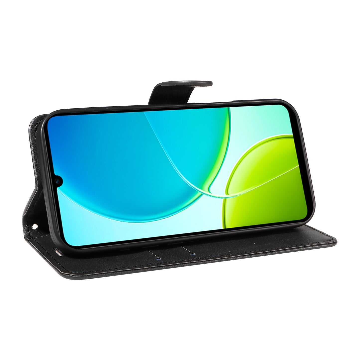 For vivo Y04 4G / vivo Y29s 5G Leather Wallet Case with Strap Solid Color Phone Stand Cover - Red