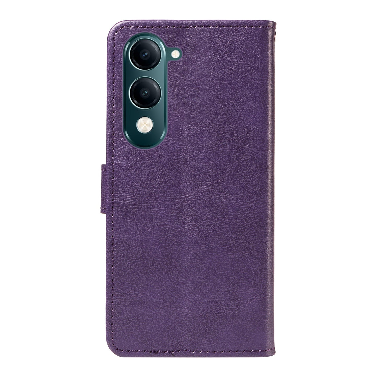For vivo Y04 4G / vivo Y29s 5G Leather Wallet Case with Strap Solid Color Phone Stand Cover - Purple