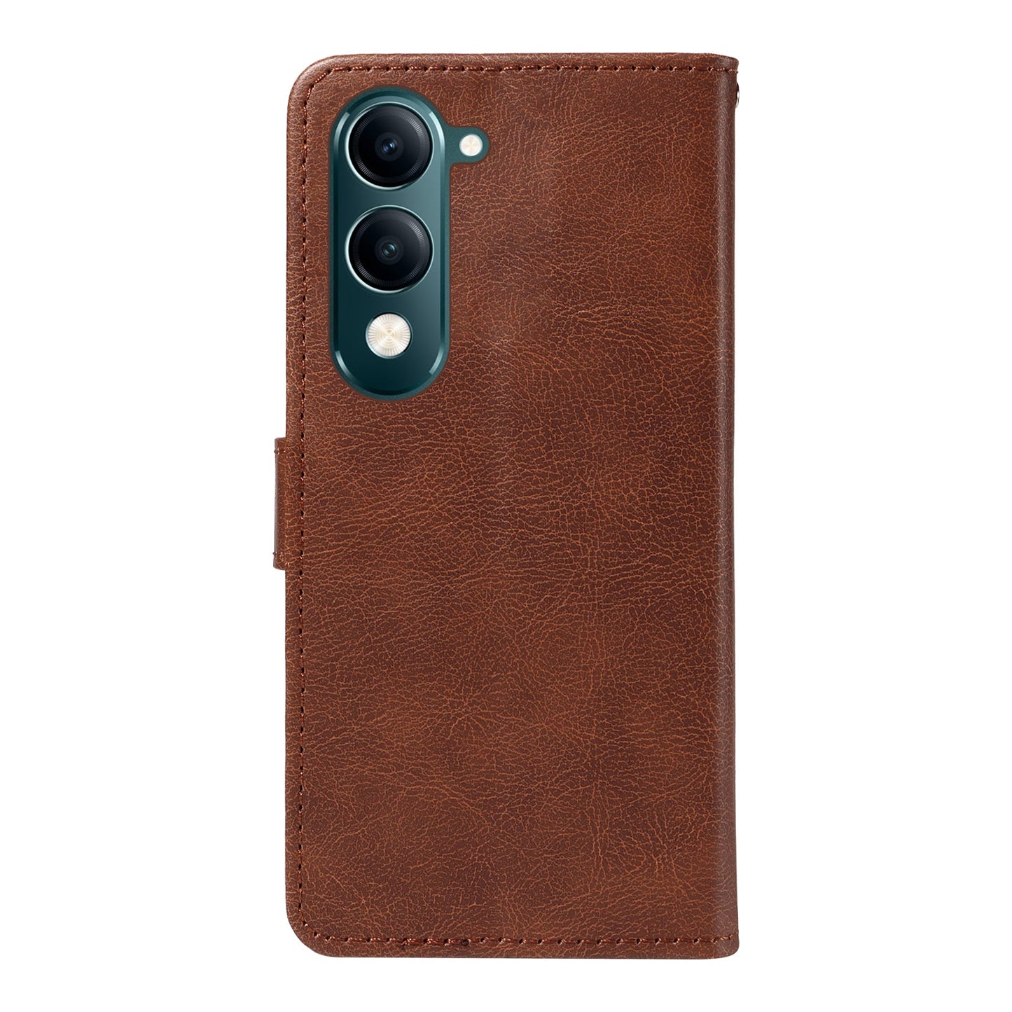 For vivo Y04 4G / vivo Y29s 5G Leather Wallet Case with Strap Solid Color Phone Stand Cover - Brown