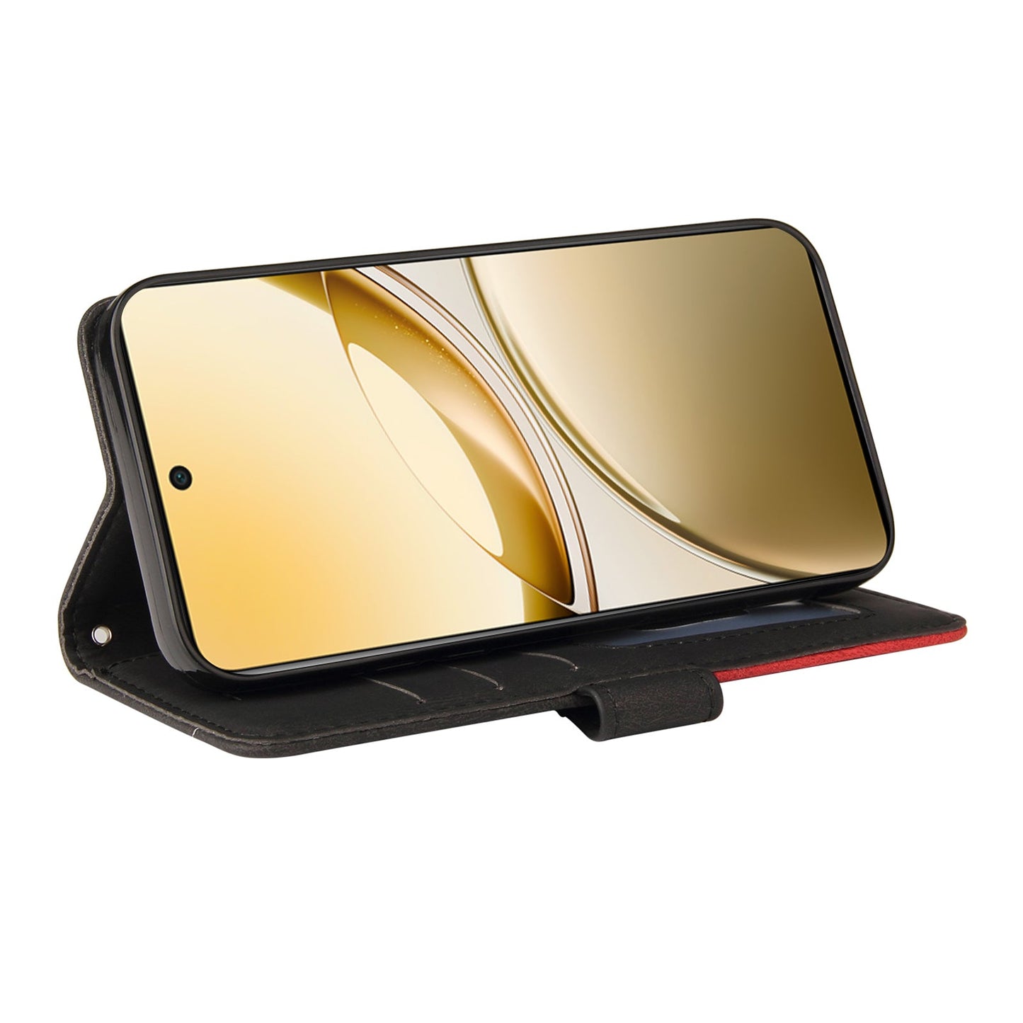 For vivo V50 5G Leather Phone Case Stand Wallet with Bi-colour Splicing Design - Black