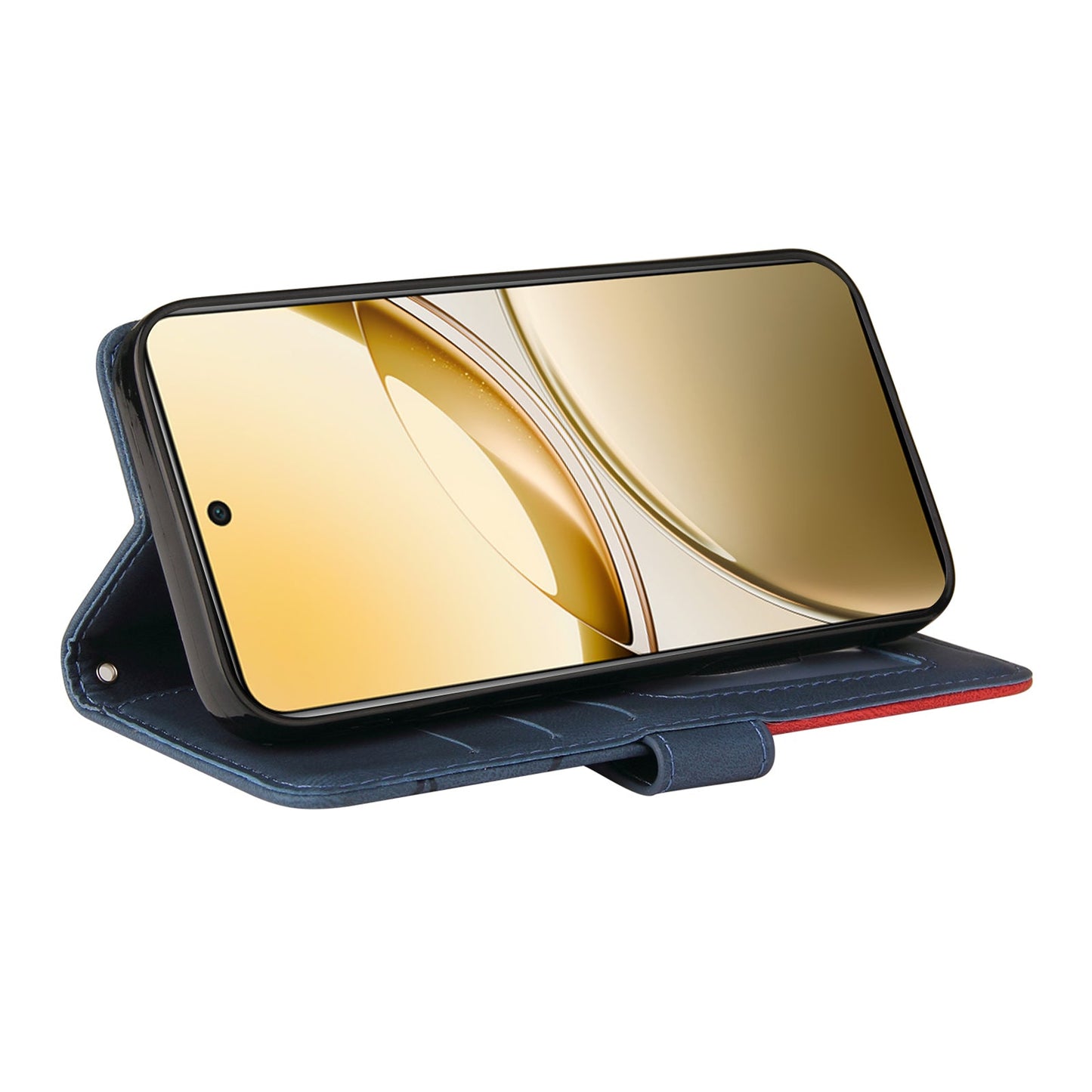 For vivo V50 5G Leather Phone Case Stand Wallet with Bi-colour Splicing Design - Blue