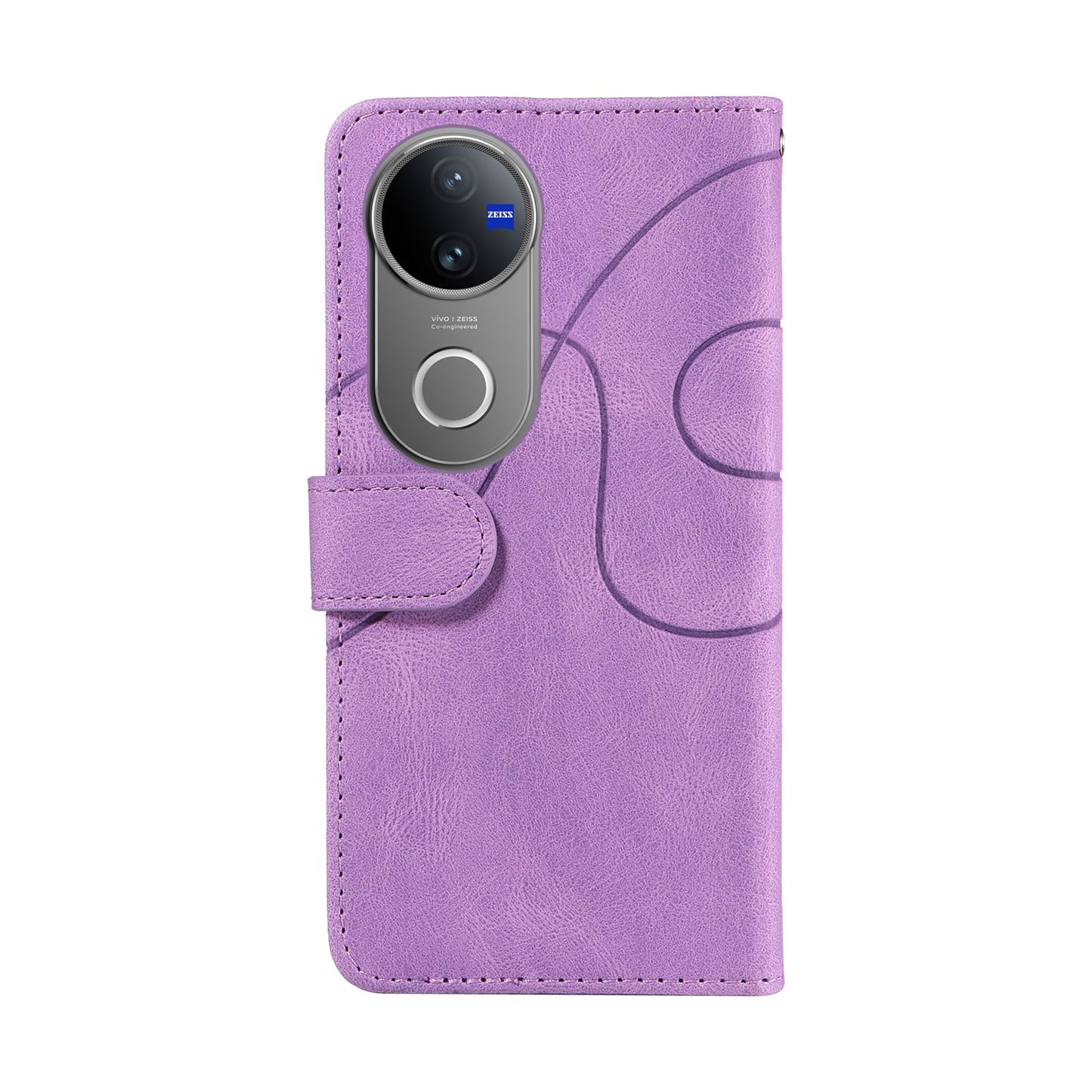 For vivo V50 5G Leather Phone Case Stand Wallet with Bi-colour Splicing Design - Purple