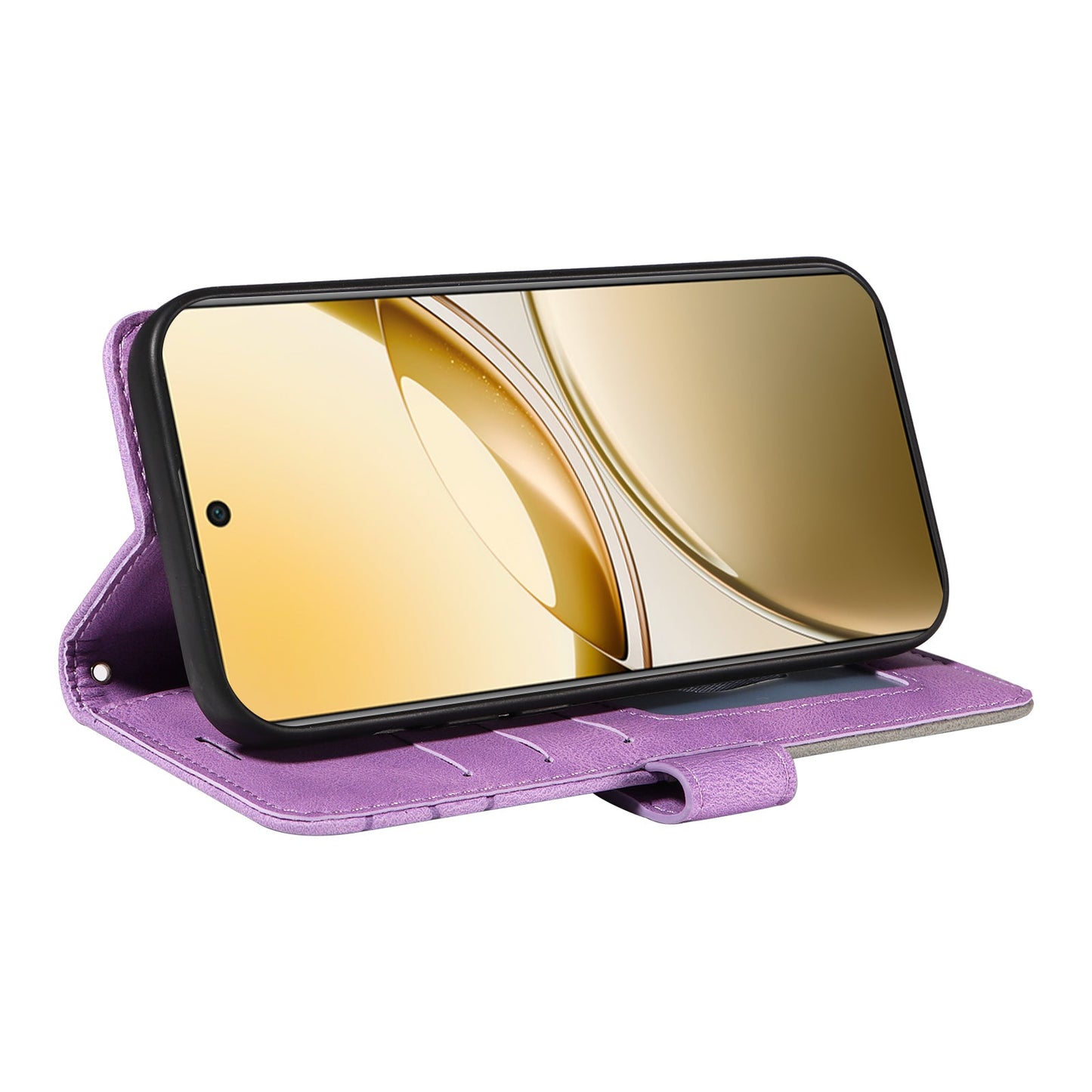 For vivo V50 5G Leather Phone Case Stand Wallet with Bi-colour Splicing Design - Purple