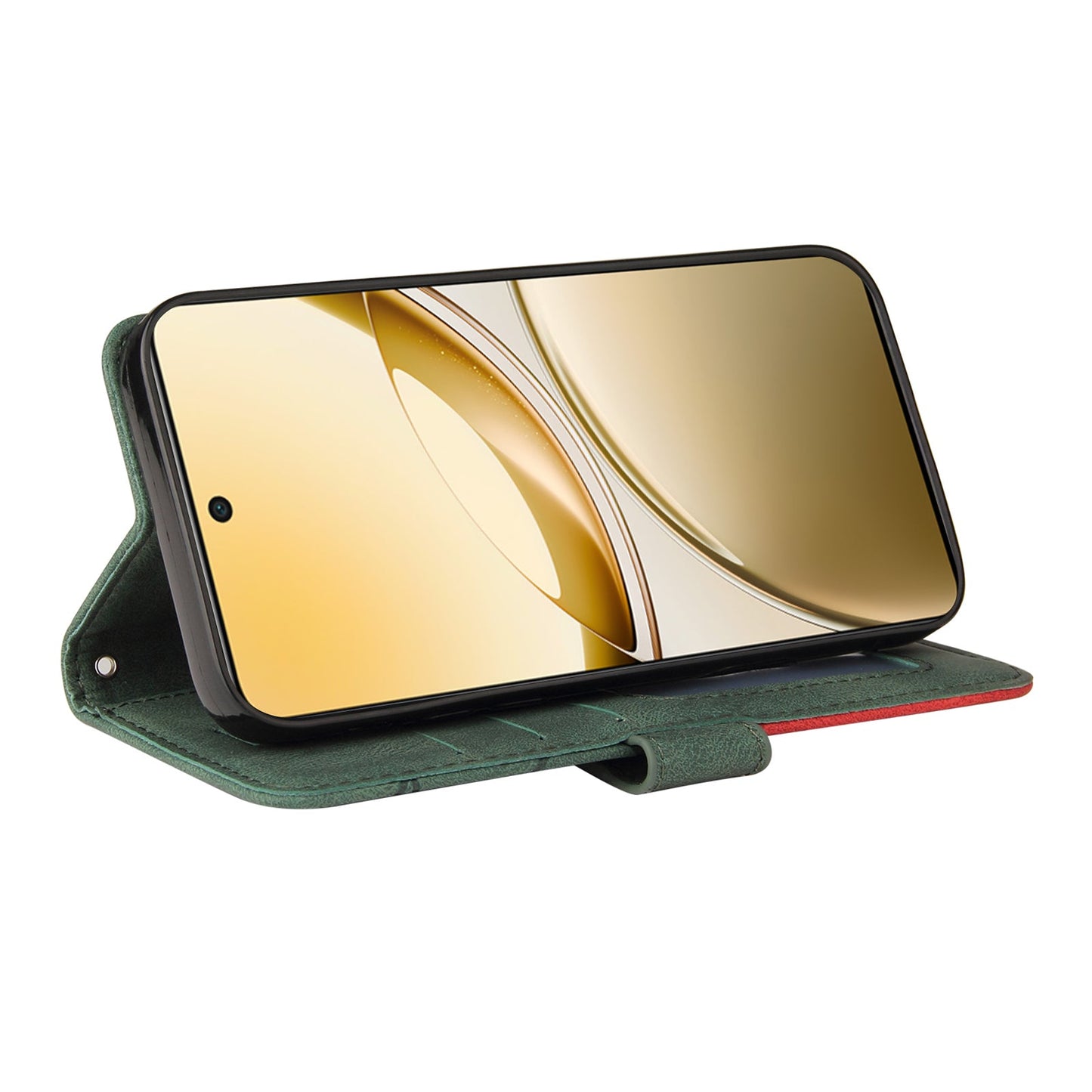 For vivo V50 5G Leather Phone Case Stand Wallet with Bi-colour Splicing Design - Green