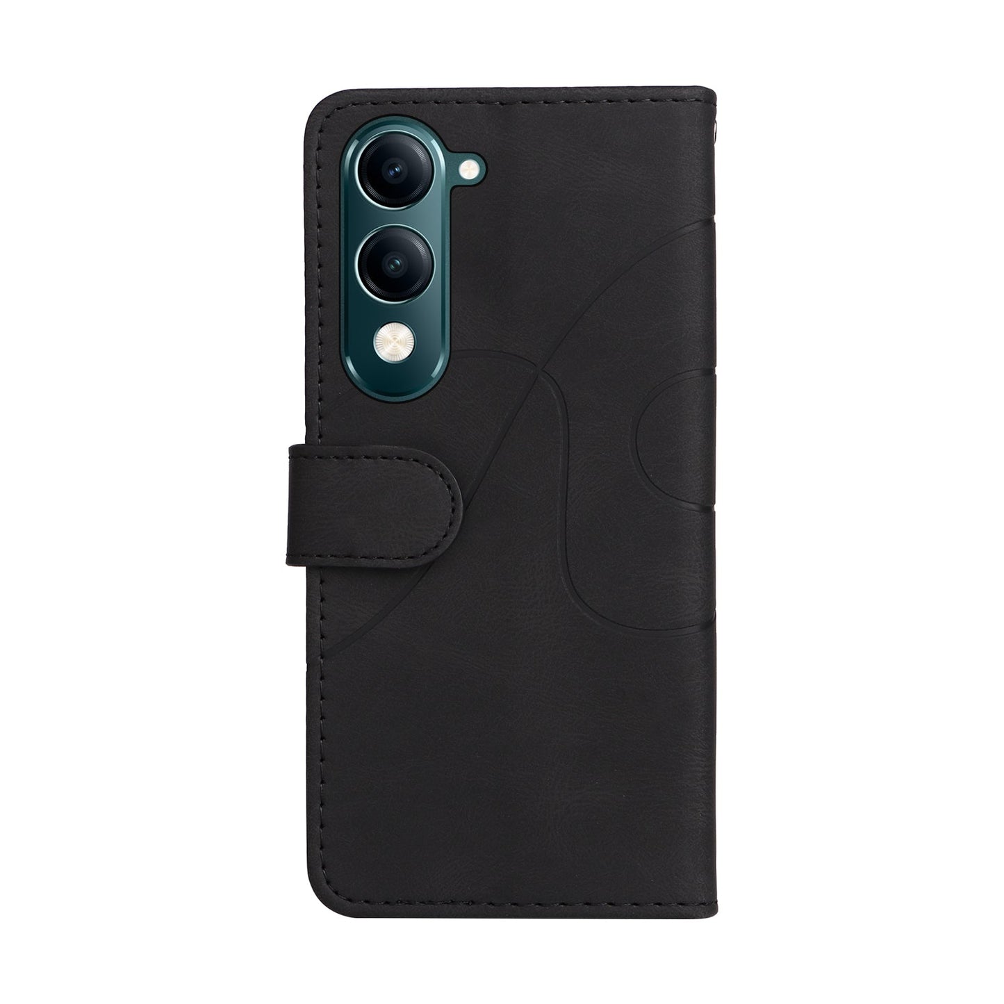For vivo Y29s 5G Leather Phone Case Stand Wallet with Bi-colour Splicing Design - Black
