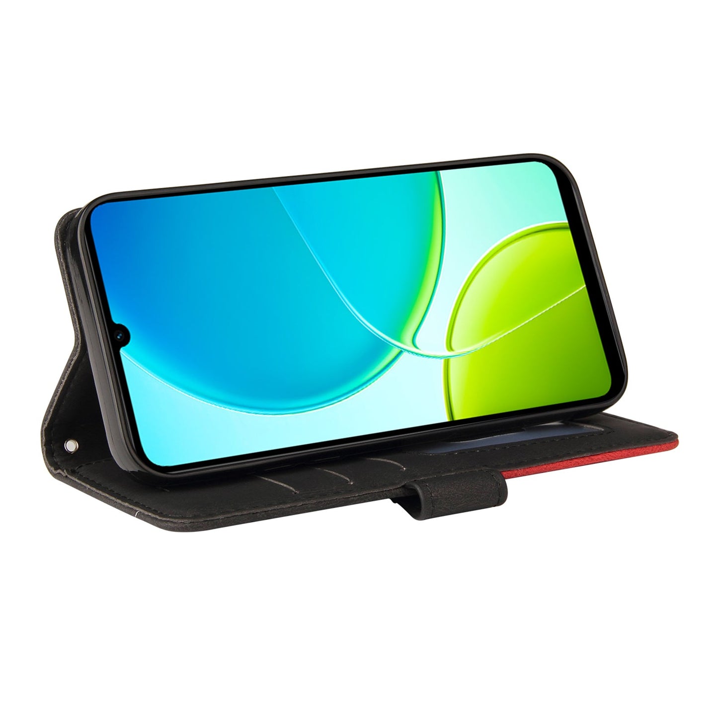 For vivo Y29s 5G Leather Phone Case Stand Wallet with Bi-colour Splicing Design - Black