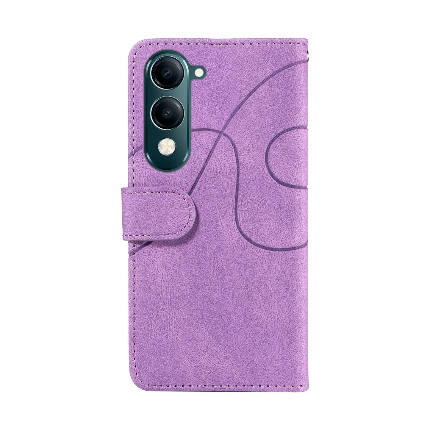 For vivo Y29s 5G Leather Phone Case Stand Wallet with Bi-colour Splicing Design - Purple