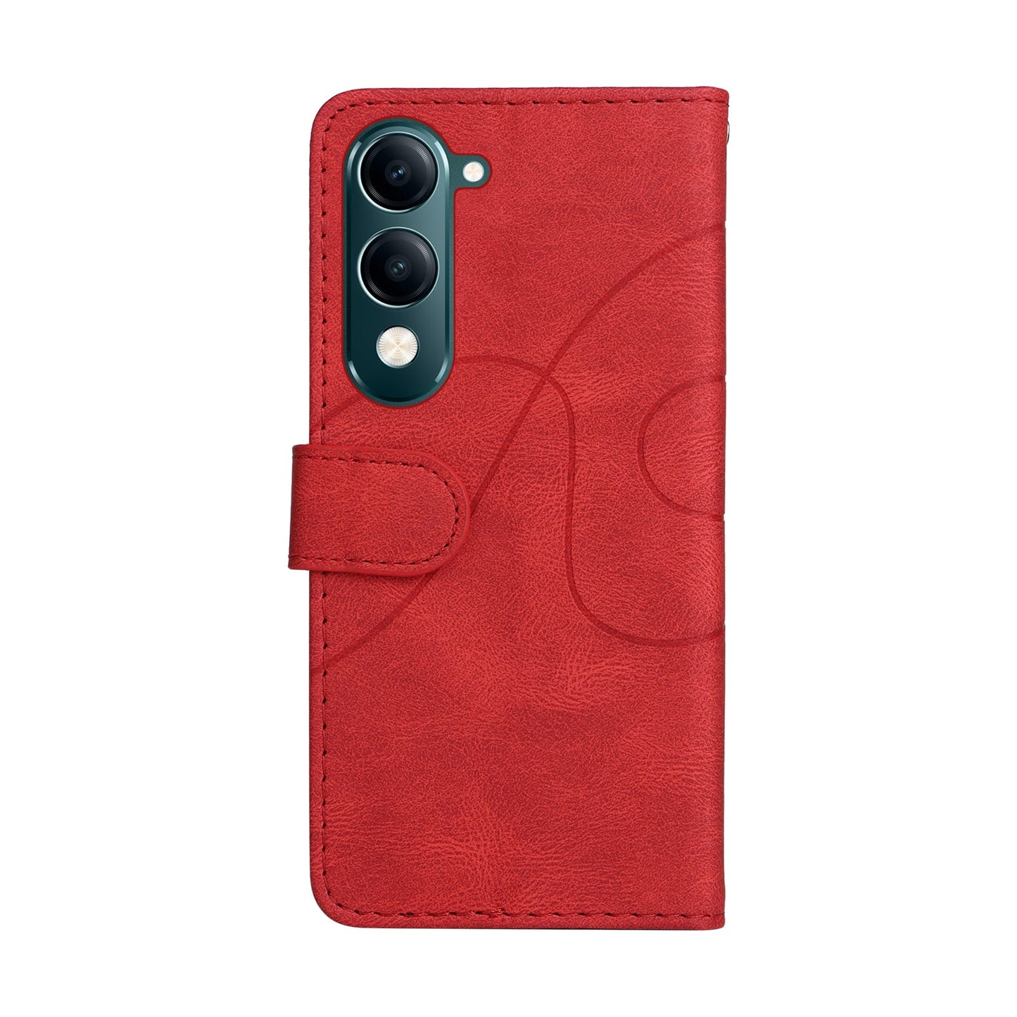 For vivo Y29s 5G Leather Phone Case Stand Wallet with Bi-colour Splicing Design - Red