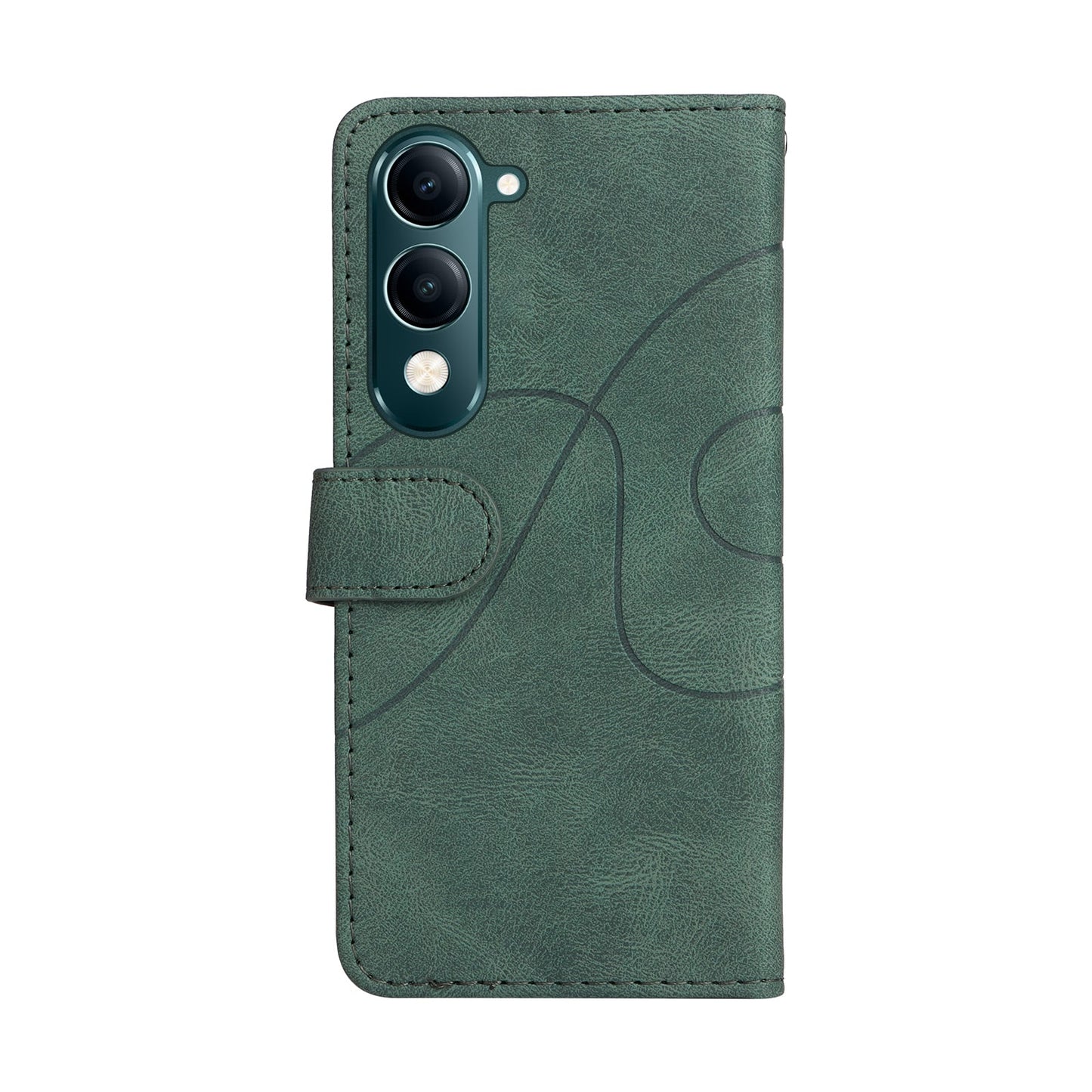 For vivo Y29s 5G Leather Phone Case Stand Wallet with Bi-colour Splicing Design - Green