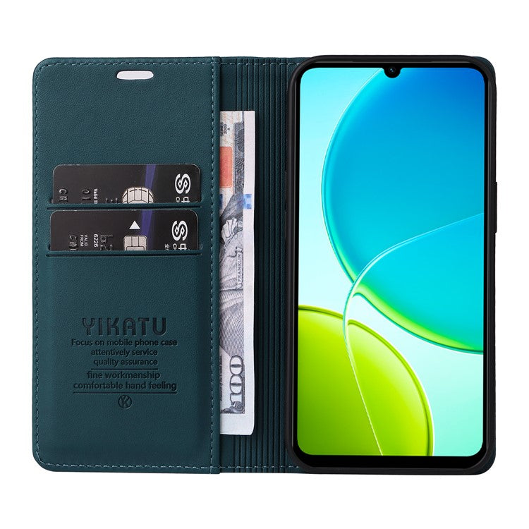 For vivo Y04 4G / vivo Y29s 5G Wallet Case YIKATU YK- 001 PU Leather Phone Cover with Stand - Green