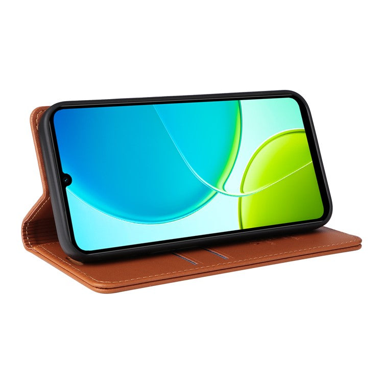 For vivo Y04 4G / vivo Y29s 5G Wallet Case YIKATU YK- 001 PU Leather Phone Cover with Stand - Brown