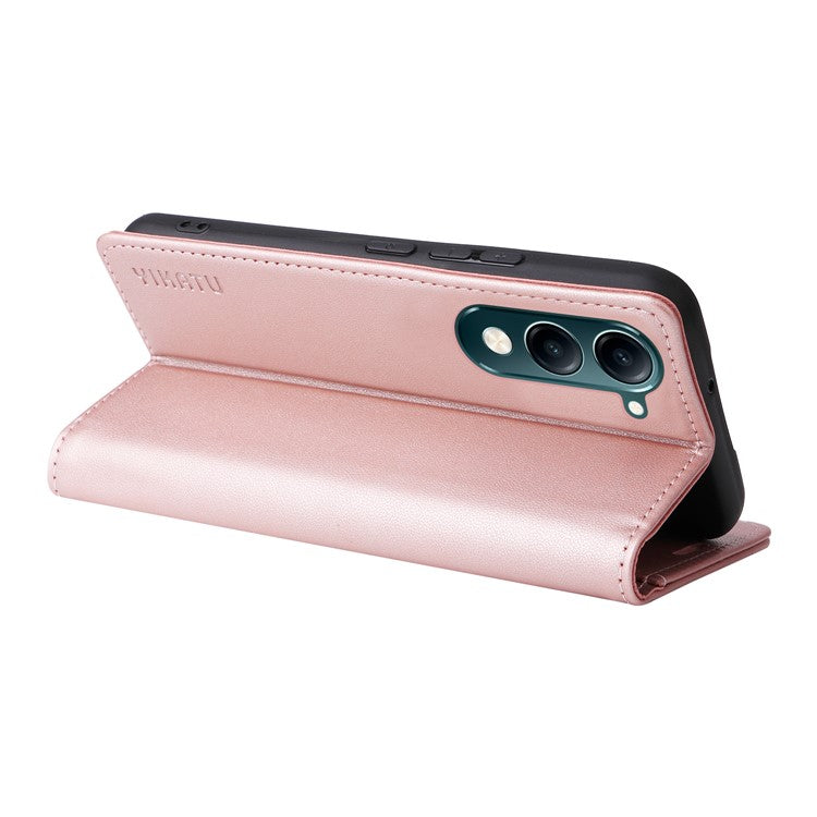 For vivo Y04 4G / vivo Y29s 5G Wallet Case YIKATU YK- 001 PU Leather Phone Cover with Stand -  Rose Gold