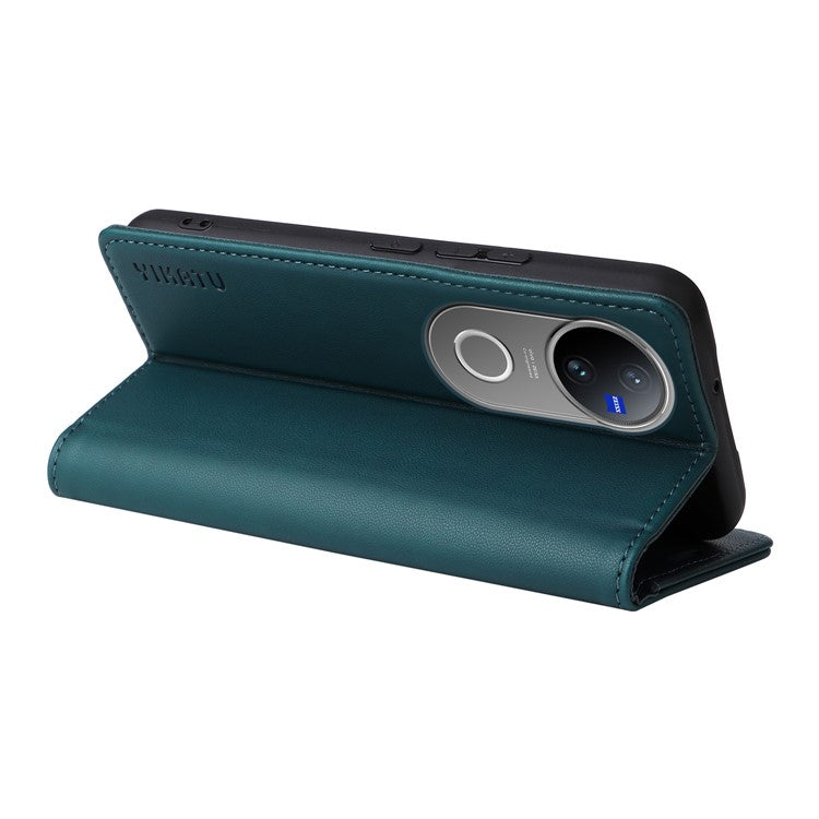 For vivo V50 5G Wallet Case YIKATU YK- 001 PU Leather Phone Cover with Stand - Green