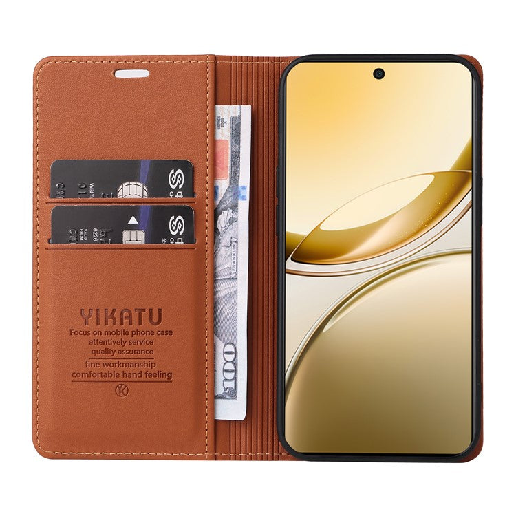 For vivo V50 5G Wallet Case YIKATU YK- 001 PU Leather Phone Cover with Stand - Brown