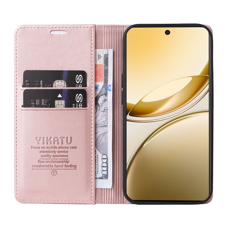 For vivo V50 5G Wallet Case YIKATU YK- 001 PU Leather Phone Cover with Stand -  Rose Gold