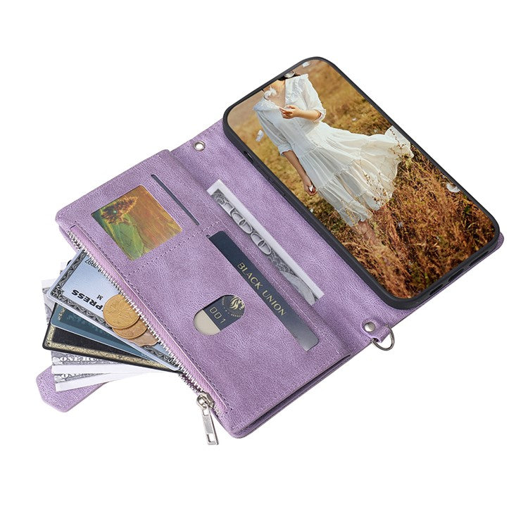 Style 005 For Samsung Galaxy S25 Edge Wallet Case Rhombus Stitching Line PU Leather Phone Cover - Purple