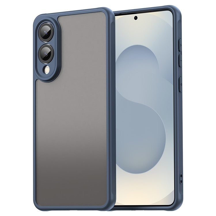 For Samsung Galaxy S25 Edge / S25 Slim Case Drop Proof Airbags Frosted Translucent PC + TPU Phone Back Cover - Blue