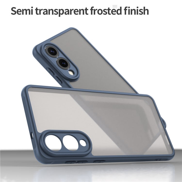 For Samsung Galaxy S25 Edge / S25 Slim Case Drop Proof Airbags Frosted Translucent PC + TPU Phone Back Cover - Blue