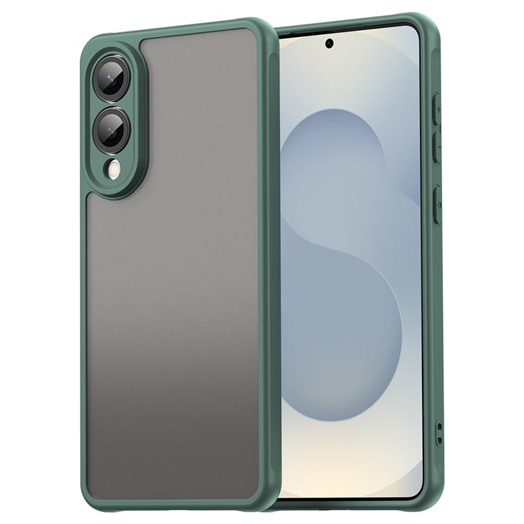For Samsung Galaxy S25 Edge / S25 Slim Case Drop Proof Airbags Frosted Translucent PC + TPU Phone Back Cover - Green