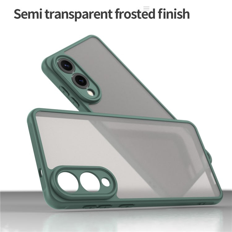 For Samsung Galaxy S25 Edge / S25 Slim Case Drop Proof Airbags Frosted Translucent PC + TPU Phone Back Cover - Green