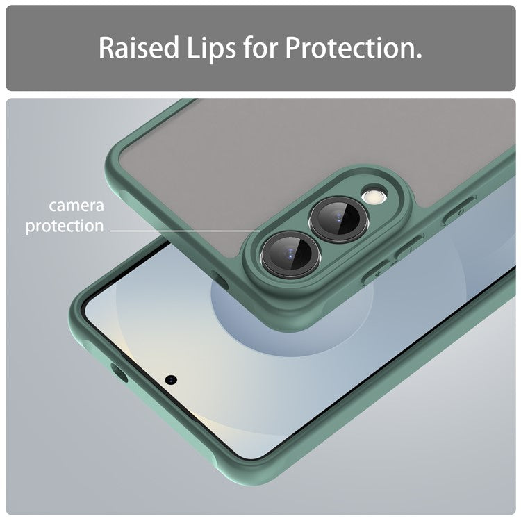For Samsung Galaxy S25 Edge / S25 Slim Case Drop Proof Airbags Frosted Translucent PC + TPU Phone Back Cover - Green