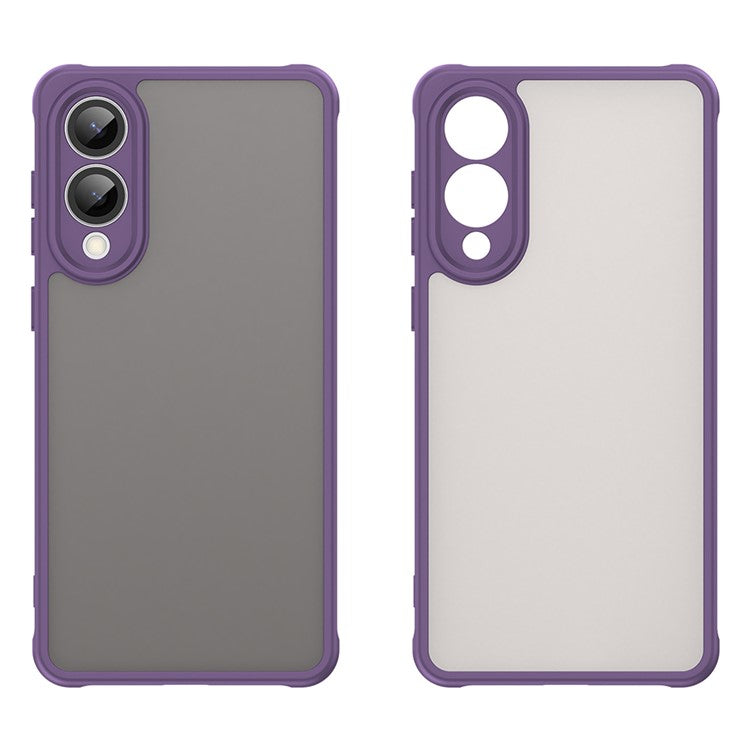 For Samsung Galaxy S25 Edge  /  S25 Slim Case Drop Proof Airbags Frosted Translucent PC + TPU Phone Back Cover - Purple