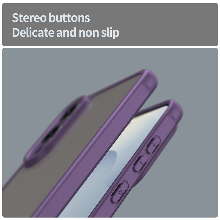 For Samsung Galaxy S25 Edge  /  S25 Slim Case Drop Proof Airbags Frosted Translucent PC + TPU Phone Back Cover - Purple