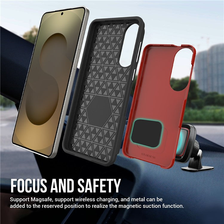 For Samsung Galaxy S25 Edge Case TPU + PC Four Corner Anti-Drop Phone Cover - Red