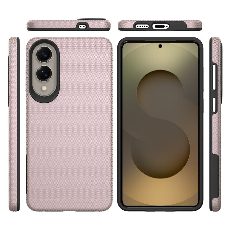 For Samsung Galaxy S25 Edge Case TPU + PC Four Corner Anti-Drop Phone Cover - Rose Gold