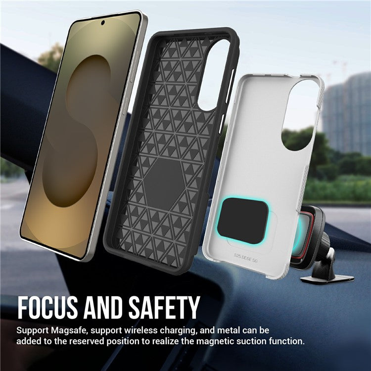 For Samsung Galaxy S25 Edge Case TPU + PC Four Corner Anti-Drop Phone Cover - Silver