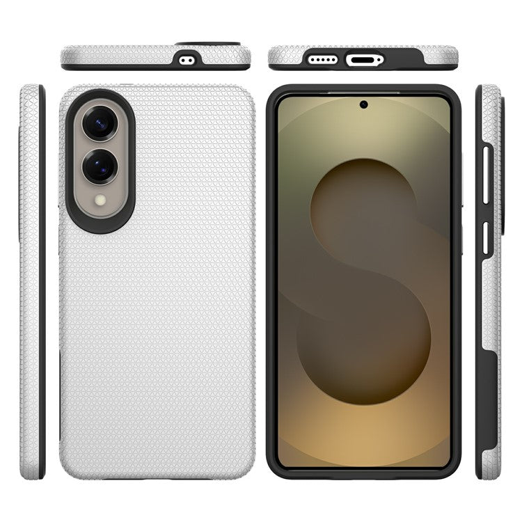 For Samsung Galaxy S25 Edge Case TPU + PC Four Corner Anti-Drop Phone Cover - Silver