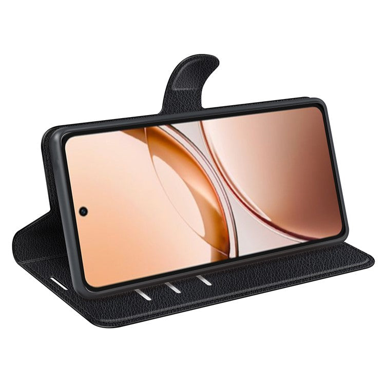 For vivo V50 Lite 5G Case Litchi Texture Shockproof Leather Wallet Phone Cover - Black