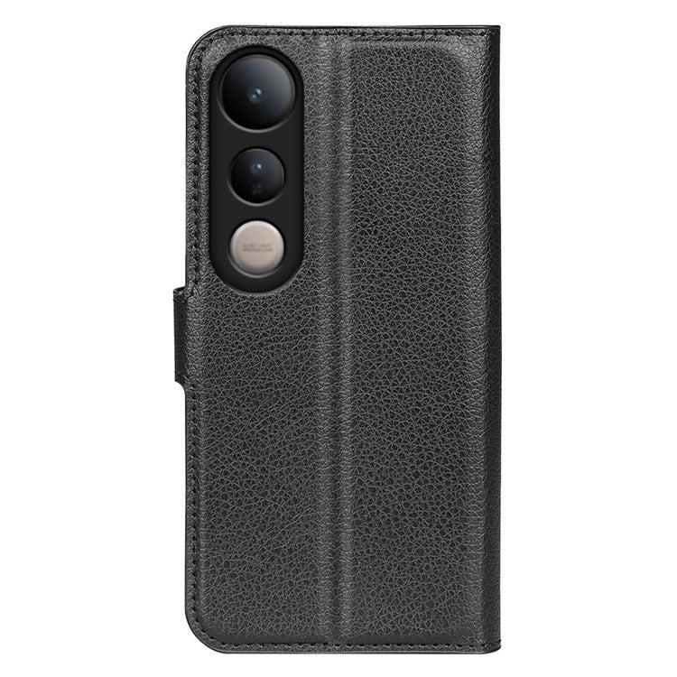 For vivo V50 Lite 5G Case Litchi Texture Shockproof Leather Wallet Phone Cover - Black