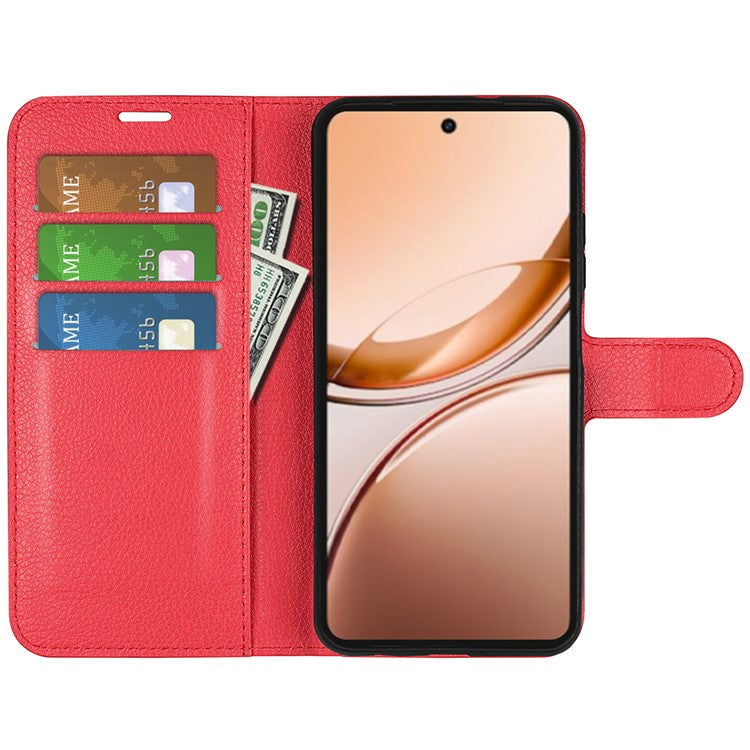 For vivo V50 Lite 5G Case Litchi Texture Shockproof Leather Wallet Phone Cover - Red