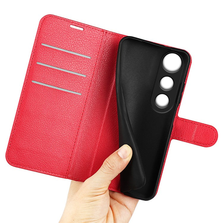 For vivo V50 Lite 5G Case Litchi Texture Shockproof Leather Wallet Phone Cover - Red