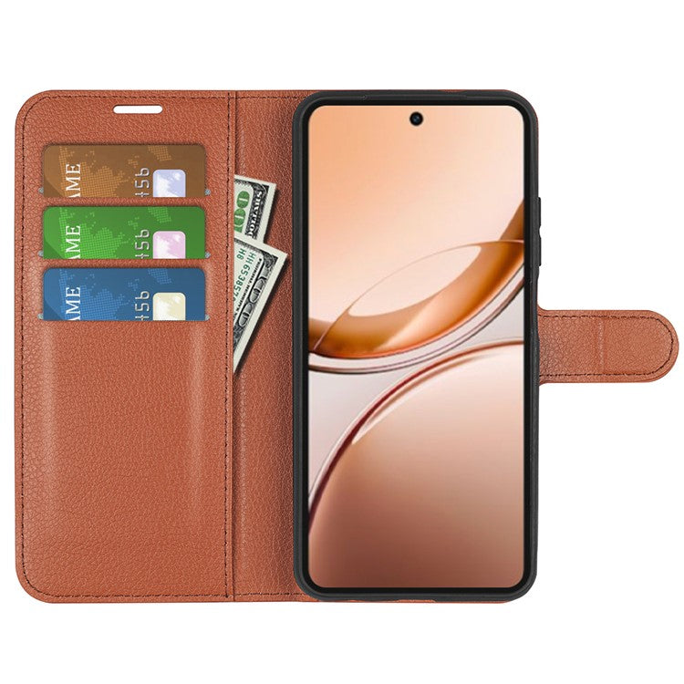 For vivo V50 Lite 5G Case Litchi Texture Shockproof Leather Wallet Phone Cover - Brown