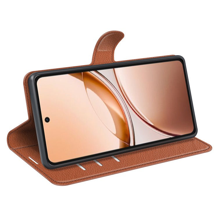 For vivo V50 Lite 5G Case Litchi Texture Shockproof Leather Wallet Phone Cover - Brown