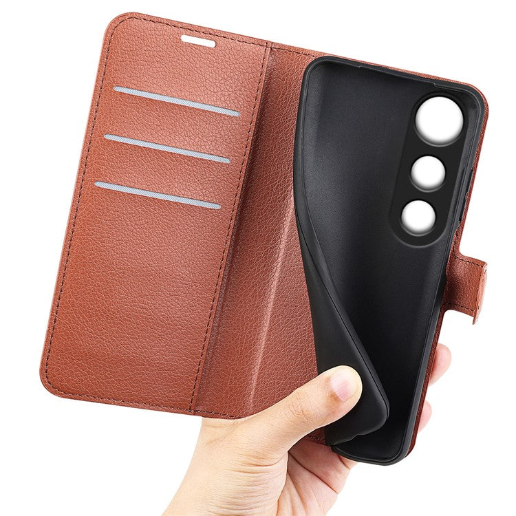 For vivo V50 Lite 5G Case Litchi Texture Shockproof Leather Wallet Phone Cover - Brown