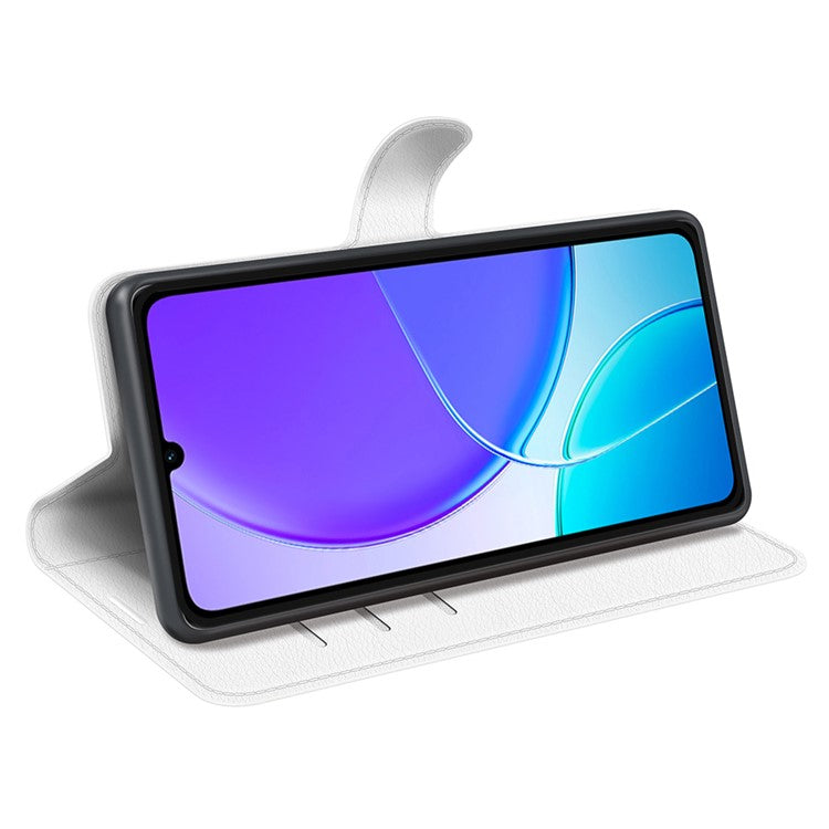 For vivo Y04 4G Case Litchi Texture Shockproof Leather Wallet Phone Cover - White