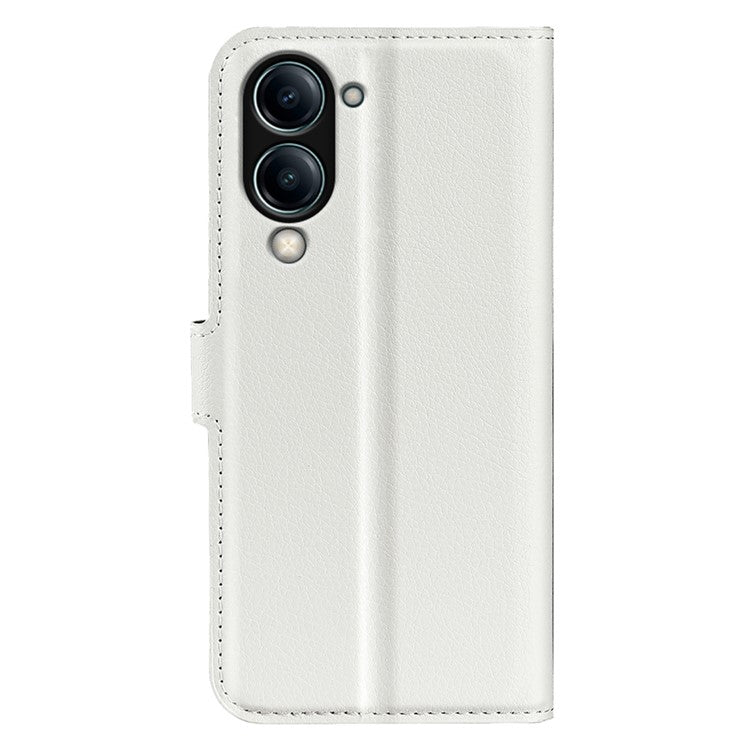 For vivo Y04 4G Case Litchi Texture Shockproof Leather Wallet Phone Cover - White