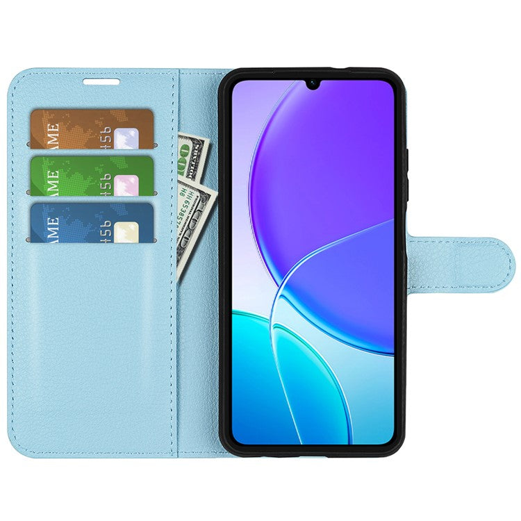 For vivo Y04 4G Case Litchi Texture Shockproof Leather Wallet Phone Cover - Blue