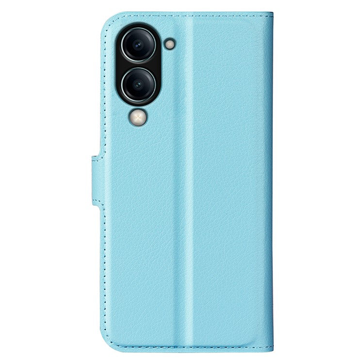 For vivo Y04 4G Case Litchi Texture Shockproof Leather Wallet Phone Cover - Blue